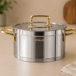 سرویس قابلمه استیل طلایی 8 پارچه rosso برند Vivaldi