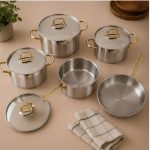 سرویس قابلمه استیل 11 پارچه طلایی Anka برند Vivaldi